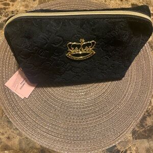 Juicy Couture Black Cosmetic Bag with Gold Crown Accent